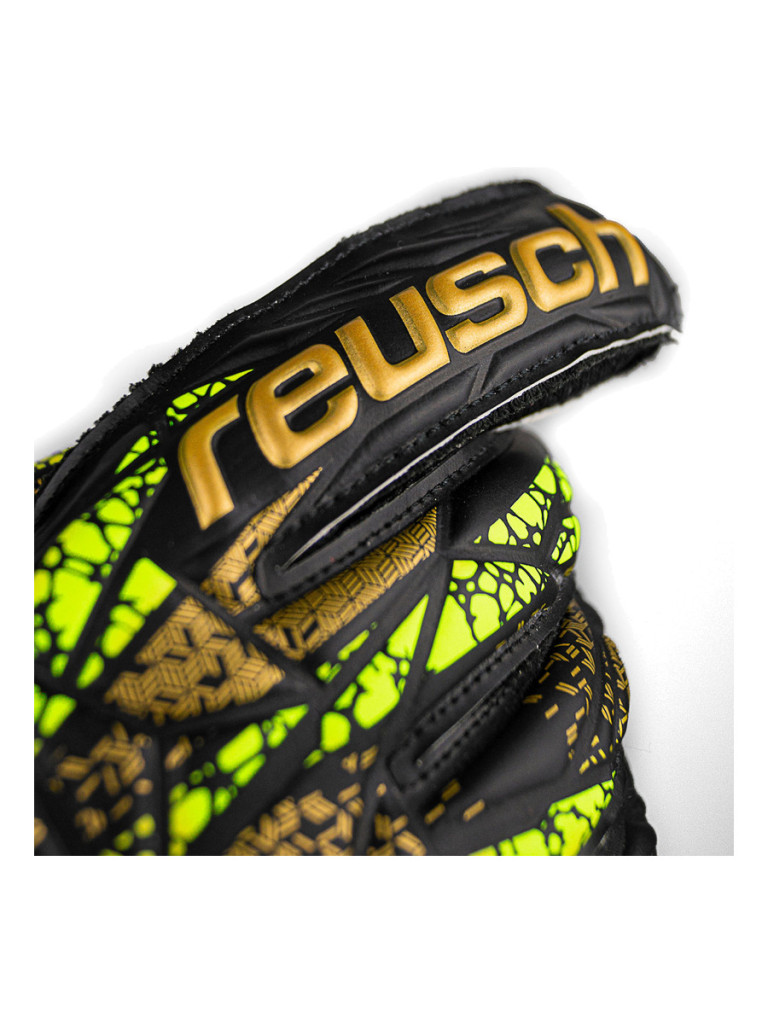 Reusch Attrakt Infinity Finger Support 2024 Goalkeeper Gloves - Black-Gold-Yellow