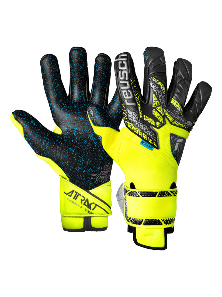 Reusch Attrakt Fusion Guardian 2025 Goalkeeper Gloves - Safety Yellow-Silver-Black