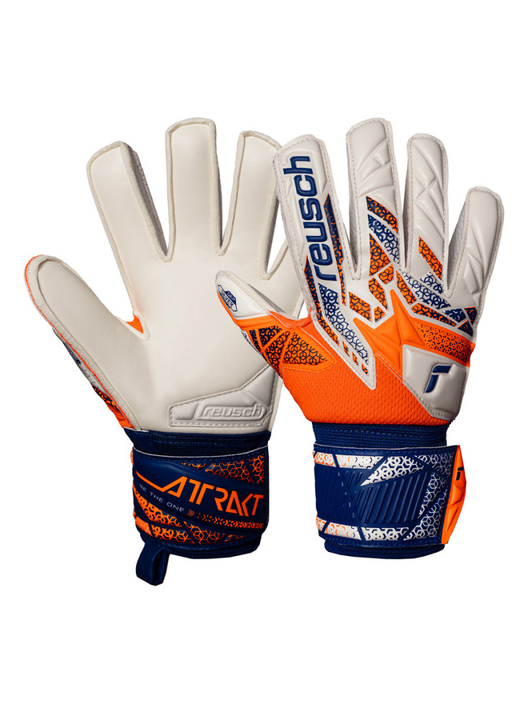 Reusch Attrakt Silver Junior 2025 Goalkeeper Gloves - Orange-Blue-White
