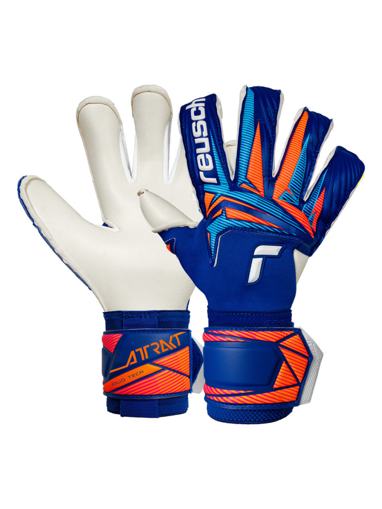 Reusch Attrakt Duo Evolution 2026 Goalkeeper Gloves - Sharp Blue-White-Shocking Orange