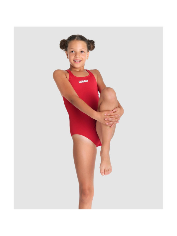 Детски цял бански Arena Team Swim Pro Solid за момичета - Red-White