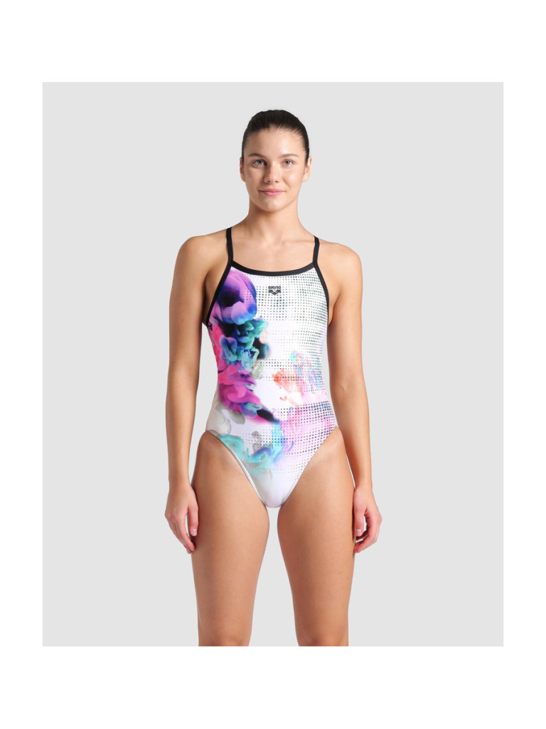 Дамски цял бански Arena Airbrush Challenge Back - Black-White-Multi