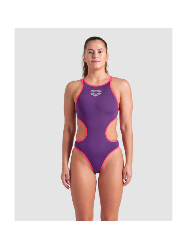 Дамски цял бански Arena One Biglogo - Plum-Bright Coral