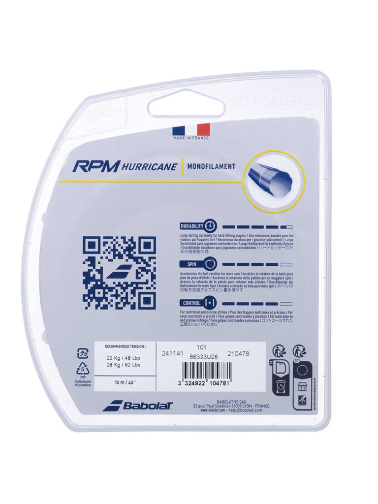 Кордаж Babolat RPM Hurricane 12 м - бял
