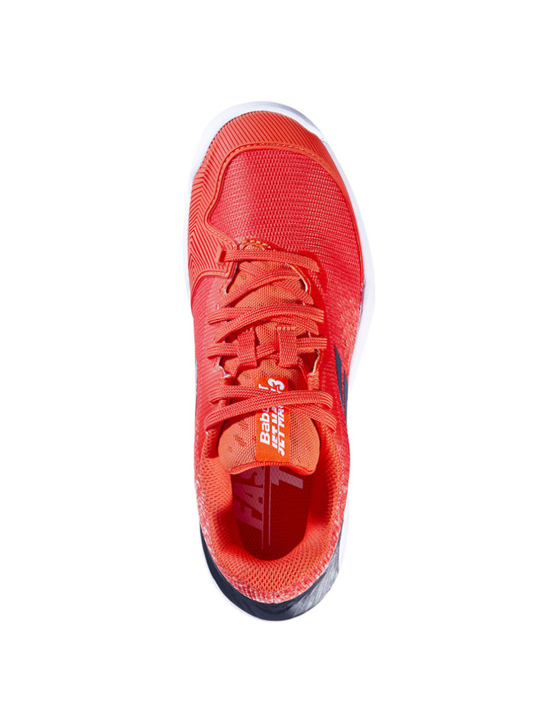 Детски тенис обувки Babolat JET MACH 3 CLAY Strike Red / White