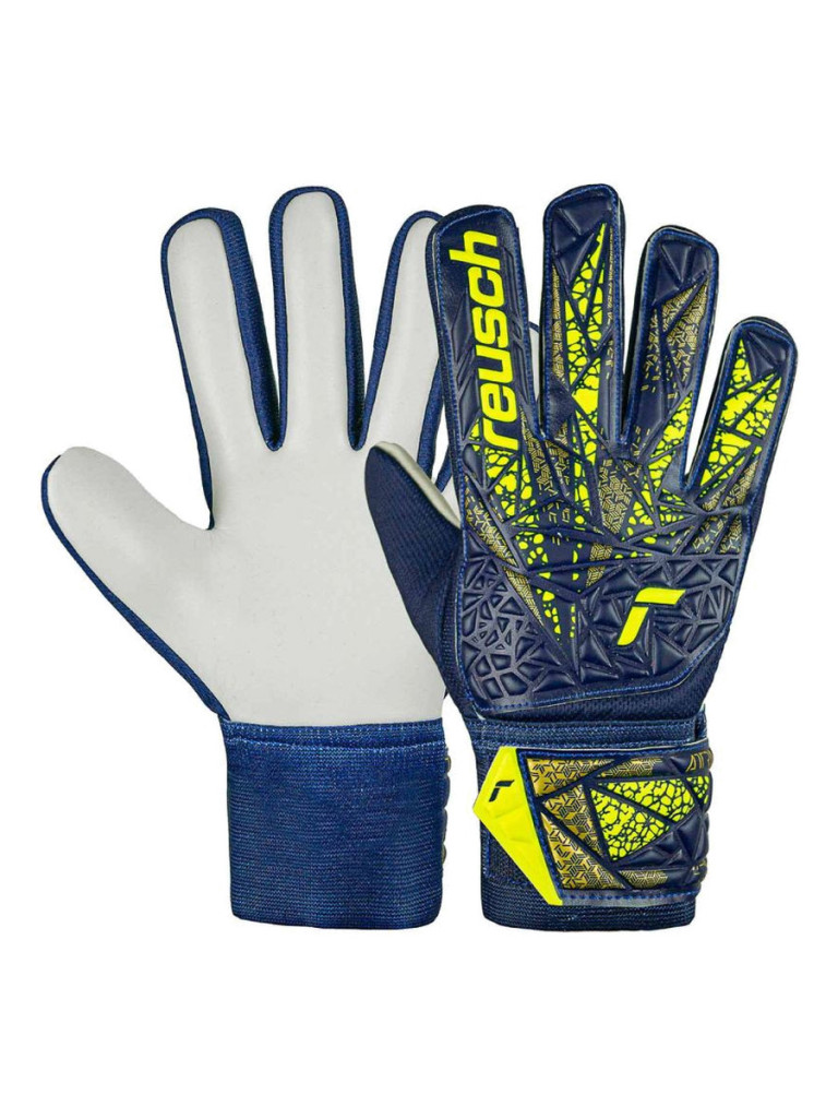 Детски вратарски ръкавици Reusch Attrakt Starter Solid Junior 2024 - Premium Blue-Safety Yellow