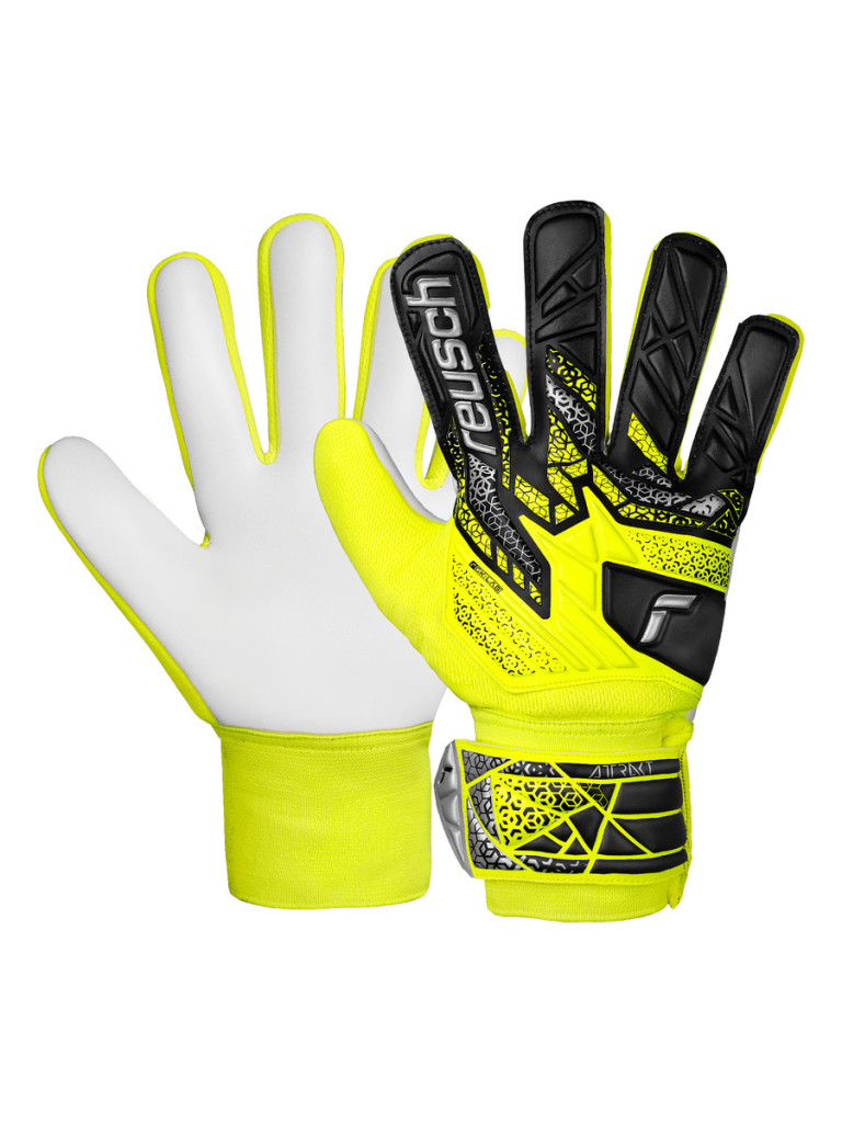 Детски вратарски ръкавици Reusch Attrakt Starter Solid Junior 2025 - Yellow-Black-Silver