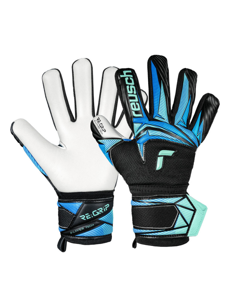 Детски вратарски ръкавици Reusch Attrakt RE:GRIP NC Junior 2026 - Black-Ocean-Light