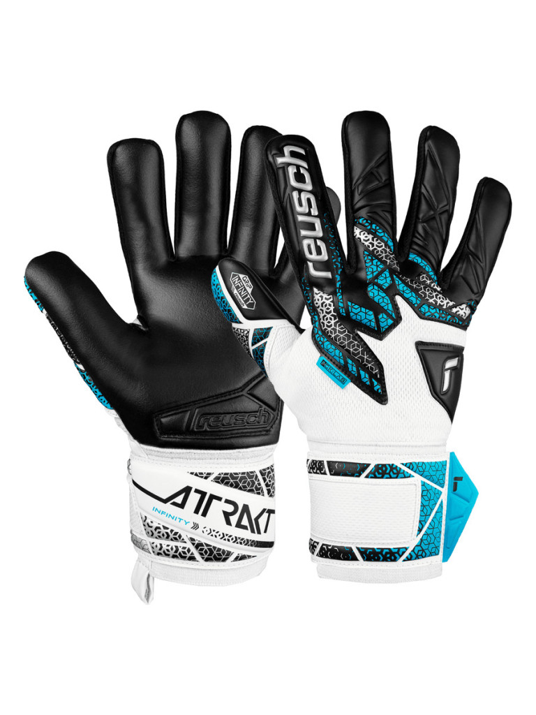 Reusch Attrakt Infinity NC 2025 Goalkeeper Gloves - White-Black-Turquoise