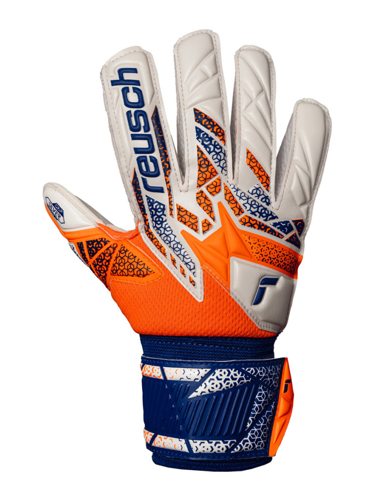 Детски вратарски ръкавици Reusch Attrakt Silver Junior 2025 - Orange-Blue-White