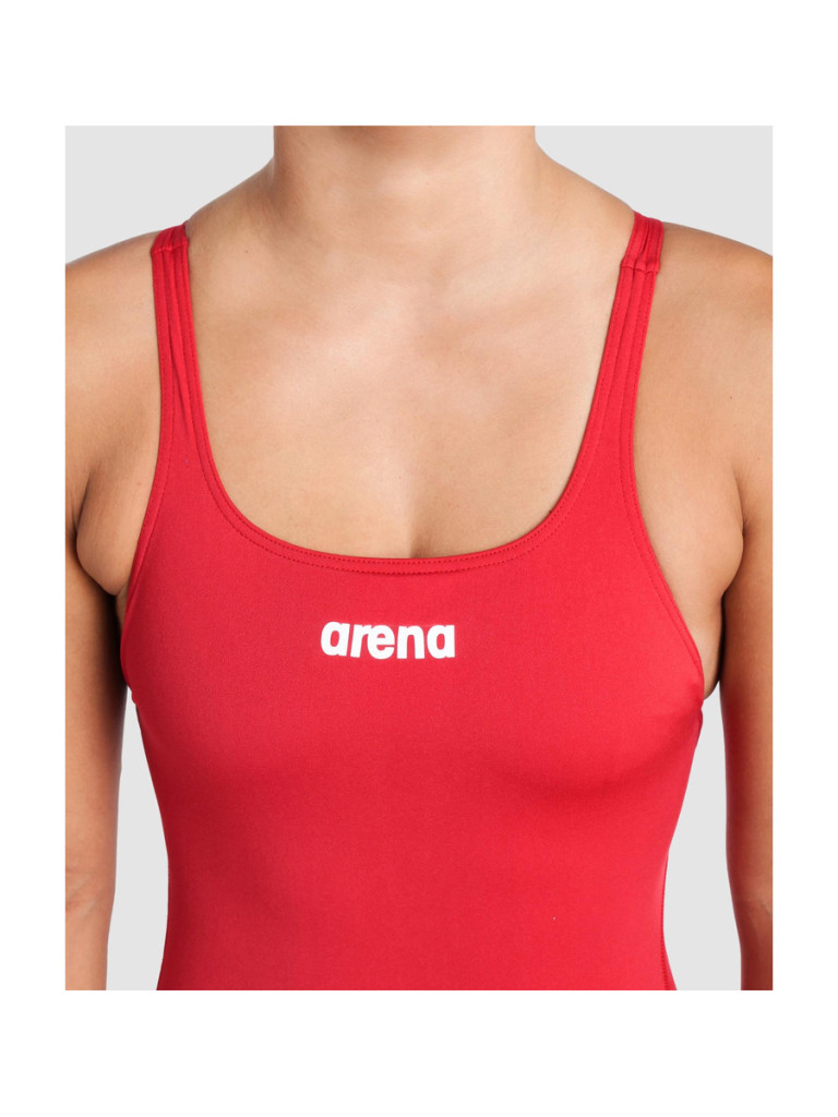 Дамски цял бански Arena Team Swim Pro Solid - Red-White