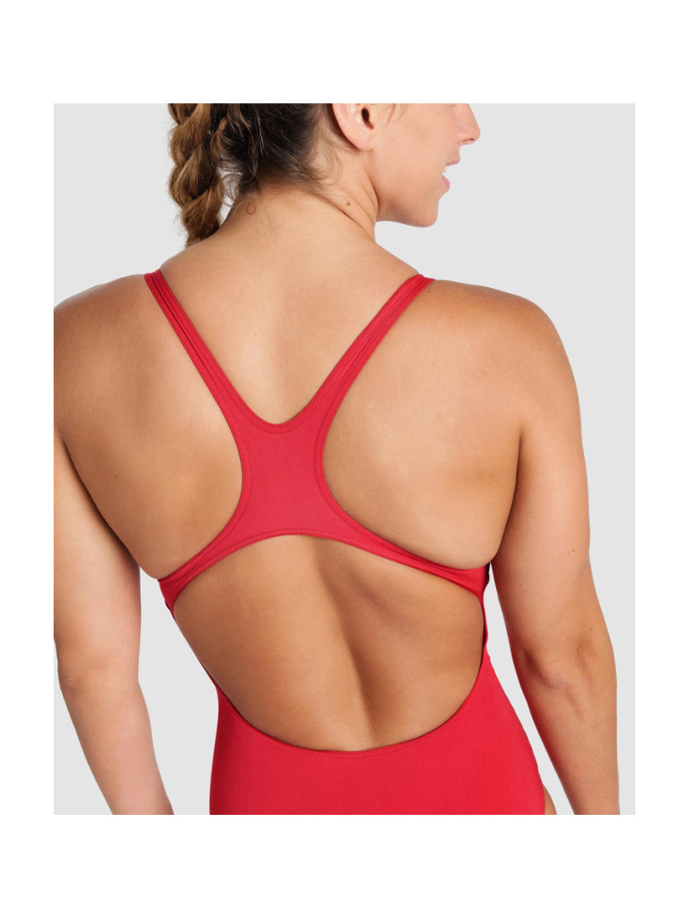 Дамски цял бански Arena Team Swim Pro Solid - Red-White