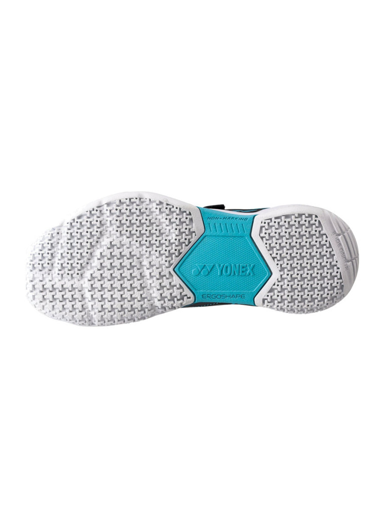 Детски обувки за тенис и бадминтон Yonex Power Cushion Strider Flow Junior Belt - Black/Blue